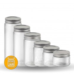 جار شیشه ای استوانه ای کانتینری آرم دار درب 68سایز 3